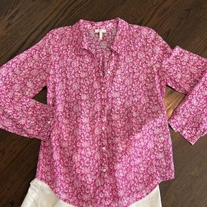 Joie raspberry pink white floral blouse small pristine